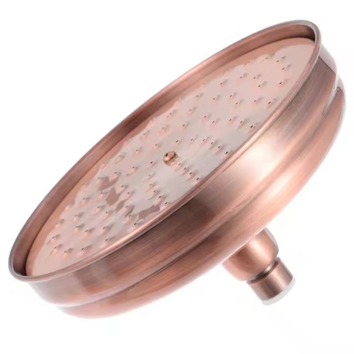 Cabezal de ducha de cobre, diámetro de 20cm (8 pulgadas), cabezal de ducha fijo de alta presión con cabezal de ducha de ángulo ajustable Cabezal de ducha de lluvia-Oro - 1