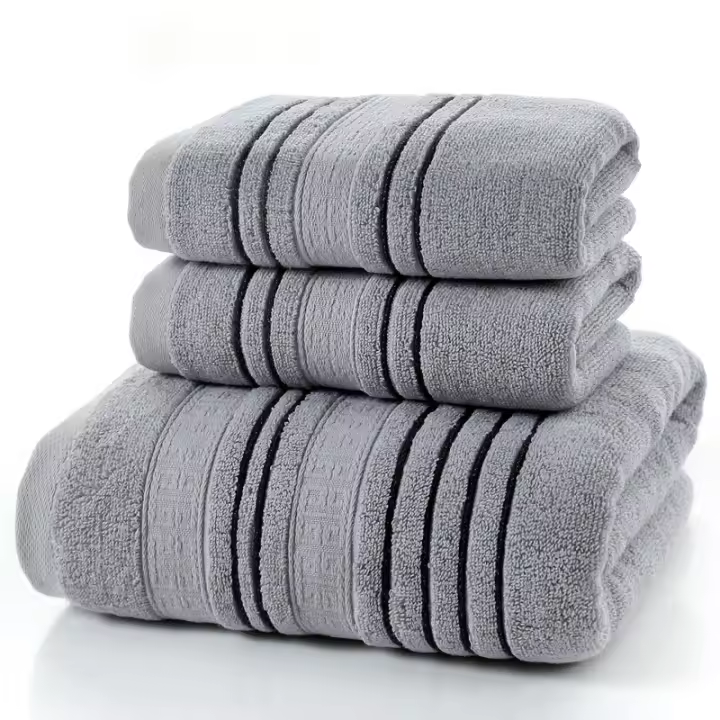 Juego de algodón bordado de 3 piezas 35x75cm 70x140cm geométrico para manos, cara y ducha toallas de baño - 1