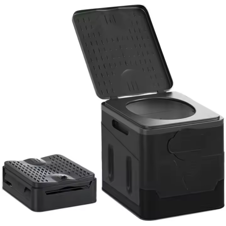 Inodoro portátil plegable para acampar al aire libre, inodoro para adultos y niños, diseño de tapa, inodoro reutilizable para picnic, viajes en coche - 1