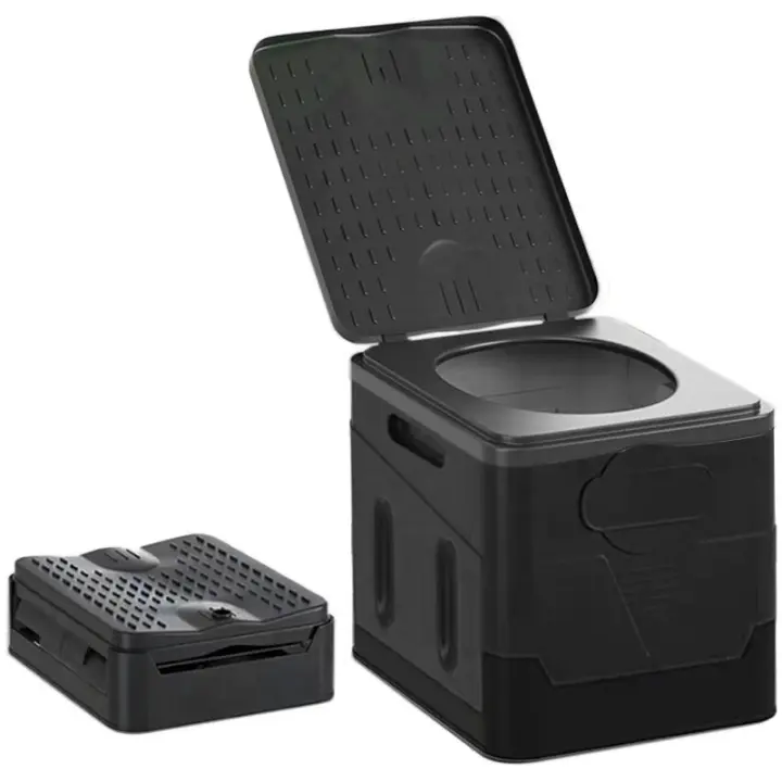 Inodoro portátil plegable para acampar al aire libre, inodoro para adultos y niños, diseño de tapa, inodoro reutilizable para picnic, viajes en coche - 1