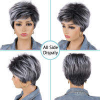 Pelucas Sintéticas De Pelo Ombre Marrón Y Rubio Para Mujeres BCHR Corta Pixie Cut Peluca Mixta De Uso Diario Tamaño Promedio Densidad 150% - details 16