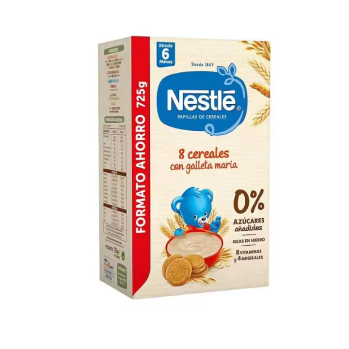 NESTLÉ Papilla 8 Cereales con Galleta María +6 meses 725 g ✅ Entrega 24/72h - 1