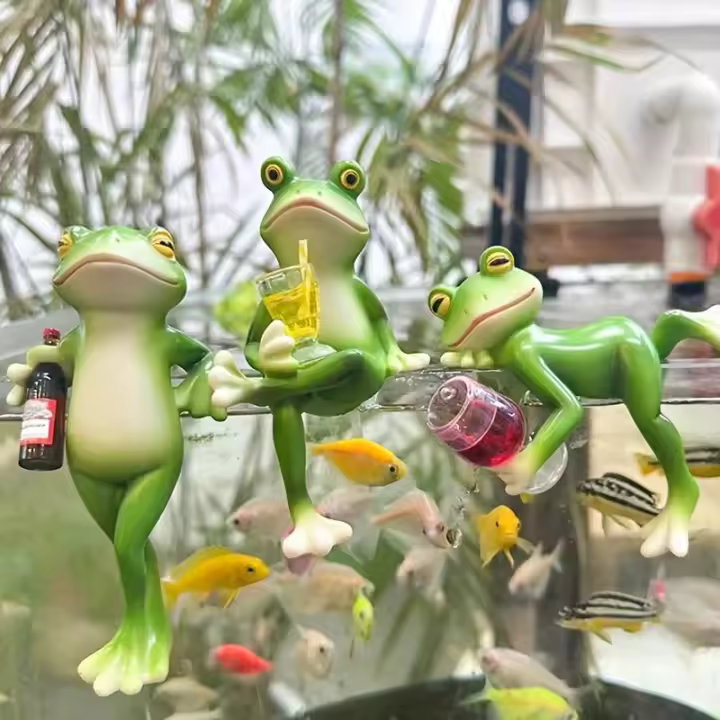 1/3pcs Pequeños Decoraciones De Rana Creativa Para Borde De Maceta Figuras De Rana Sentada Acostada Y Stando Para Jardín Y Decoración Del Hogar - 1