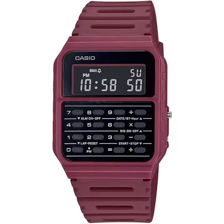 Casio Collection Retro Hombre Reloj Digital con Correa Caucho CA-53WF Granate - 1
