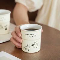 Taza De Café 225ml Con Diseño De Gatos Lindos Y Sencillos Taza De Leche De Avena Para Desayuno O Oficina Regalo Ecológico De Porcelana Blanca - details 2