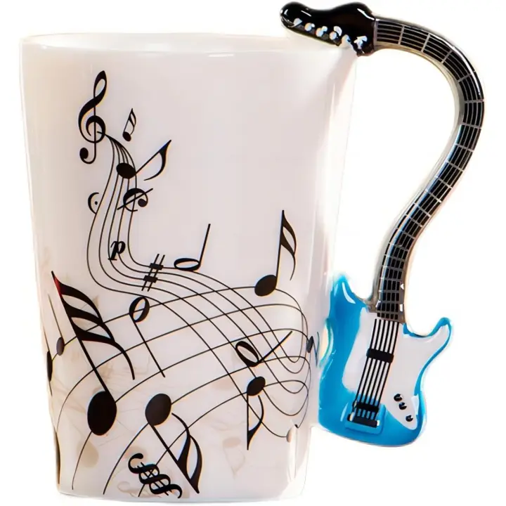 Taza de Música Creative, estilo violín, guitarra, Taza de Cerámica, Tazas para Café, té, leche, Con ASA, novedosos - 1