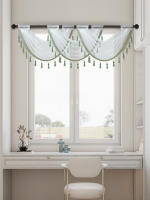 Valance Transparente Para Ventana En Blanco Romántico Con Bolso Para Percha Decoración De Puerta Y Ventana Para Sala De Estar Material 100% Poliéster - details 5