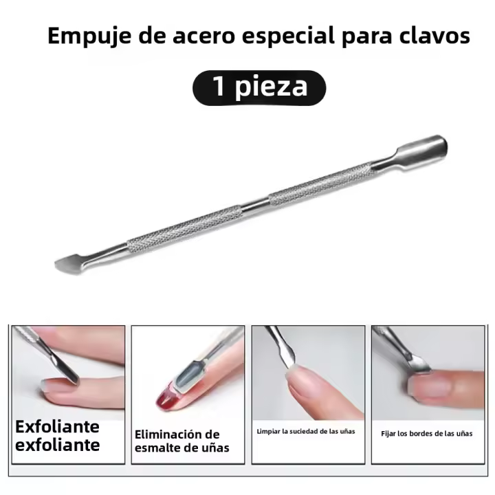 1/3Pc Repulsores De Cutículas En Acero Inoxidable Herramientas De Manicura Para Eliminar Piel Muerta Cuidado De Uñas - 1