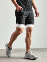 Shorts De Entrenamiento Para Hombres Con Estampado Cristianos 2 En 1 Para Correr Y Gimnasio Con Bolsillo Para Teléfono Y Anillo De Toalla - details 4