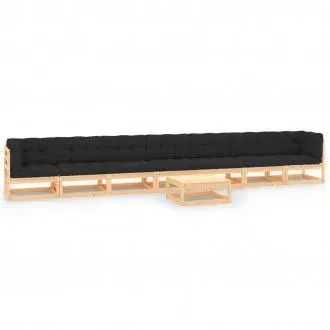 VIDAXL 3083898 set de muebles de 8 piezas modulares fabricadas en madera con cojines color antracita - 1