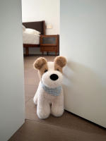 Muñeco De Peluche De 20cm Fox Terrier De Hilo Con Bib Juguete Suave Y Almohadilla Para Niños Decoración De Hogar Regalo De Cumpleaños Animal De Peluche Adorable Para Todas Las Edades - details 0