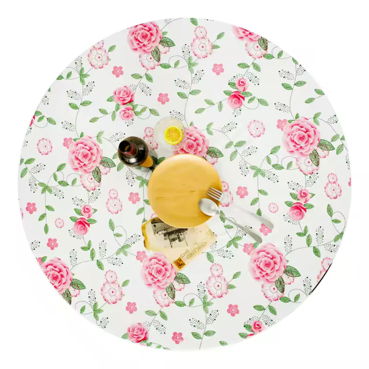 Mantel Redondo De Vinilo Con Cierre Elástico Para Bodas Cumpleaños Y Fiestas Navideñas Decoración De Comedor Duradero - 1