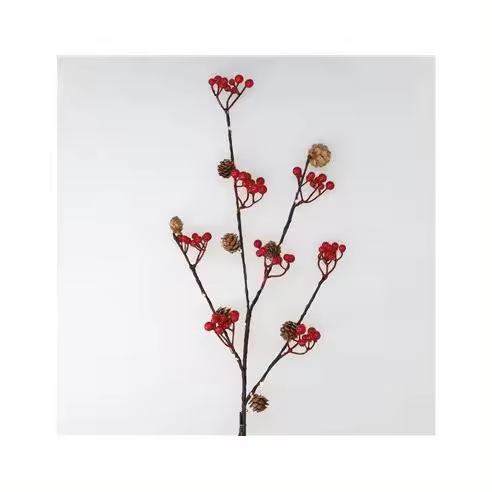 Gsc Evolution Rama Decorativa LED Piñas y Bayas Rojas 0,75M Luz Cálida - 1