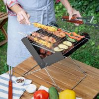 Mini Barbacoa Portátil de Carbón, Ajustable, Ideal para Camping y Sobresalir, De Usar y Limpiar, Para 2 Comensales, Negro, Maple Inoxidizable - details 1