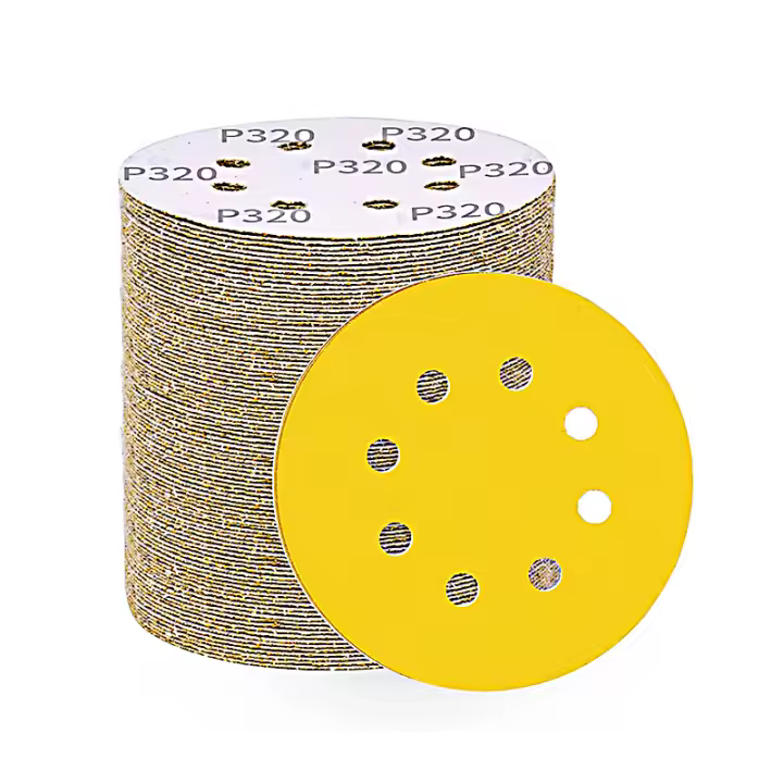 Papel De Lija Amarillo De 125mm 8 Agujeros Para Discos De Pulido De Metal Y Madera Herramienta Abrasiva Para Talleres Y Bricolaje - 1