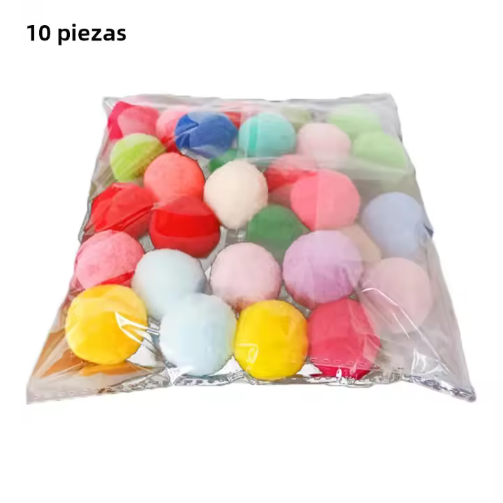 Juguetes Para Gatos De Entrenamiento Creativos Mini Pompas Juegos De Extensión Bola De Peluche Accesorios Para Mascotas Tamaño 10/20/30PCS - 1