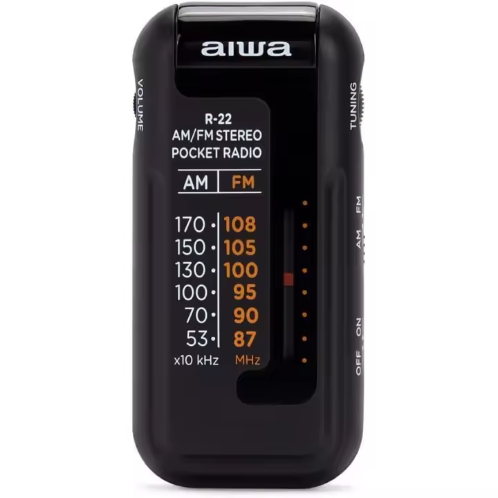 Aiwa R22 Mini Radio Bolsillo AM/ FM Estéreo. ​Sintonizador Analógico ETS Toma De Auriculares (3.5mm). ( Incluye Auriculares ) - 1
