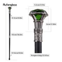 Bastón De Caminar Elegante De Plata Con Diamante Verde Decorativo Para Caballeros 93cm Tacón De Goma Mango Sólido Para Cosplay - details 2