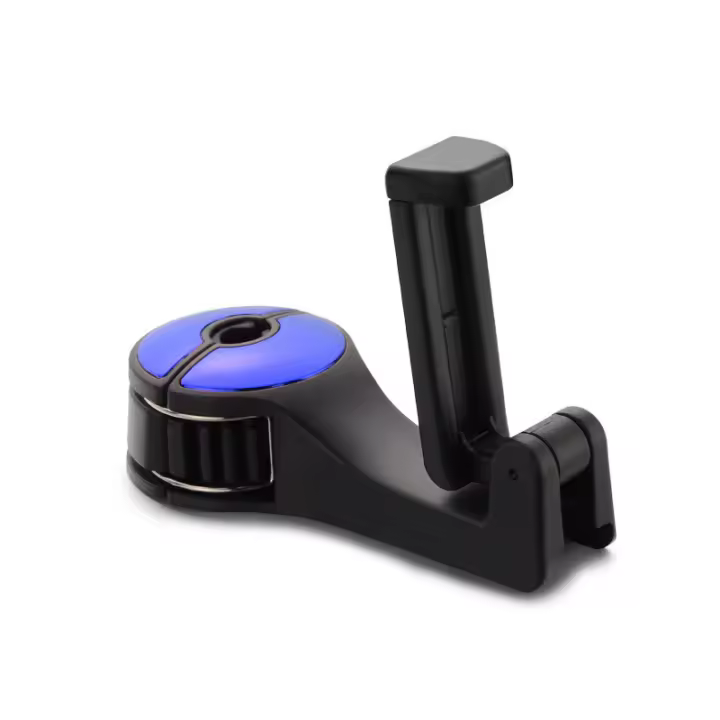 Soporte De Teléfono Para Coche 2 En 1 Gancho De Cabeza De Coche Portátil Organizador De Espalda Del Asiento Clip De Auto Material ABS Y Silicona Negro - 1