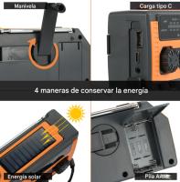 Radio solar, generador recargable e impermeable de 5000 mAh, radio portátil con indoor, Luz de Lectura, Alarma SOS, AM FM WB radio con manivela, ideal para acampar y hacer senderismo. - details 5