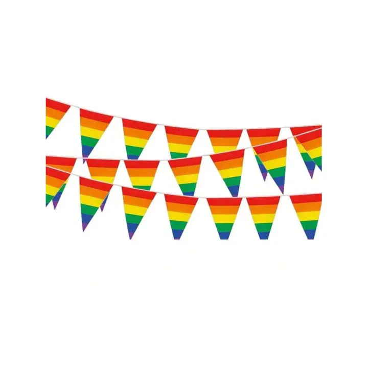 STARLEY - Pack 12 Banderas de Iris del Orgullo Gay – Guirnalda de 10 m para Decoración al Aire Libre en Jardín, Bar, Fiesta y Celebraciones | Ideal para Madrid Pride, Eventos LGBTI, Orgullo Gay y Fiestas Temáticas - 1