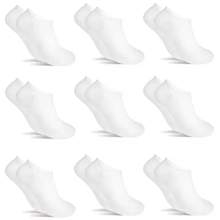 Calcetines Cortos de Deporte Para Hombre Y Mujer de Algodón. Accesorio Para Deporte, Trabajo Y Running 9 Pares blancos. 2 Tallas a elegir. essential by natural bio pharma - 1