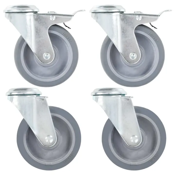 vidaXL Ruedas giratorias con agujero pasador 8 unidades 100 mm - 1