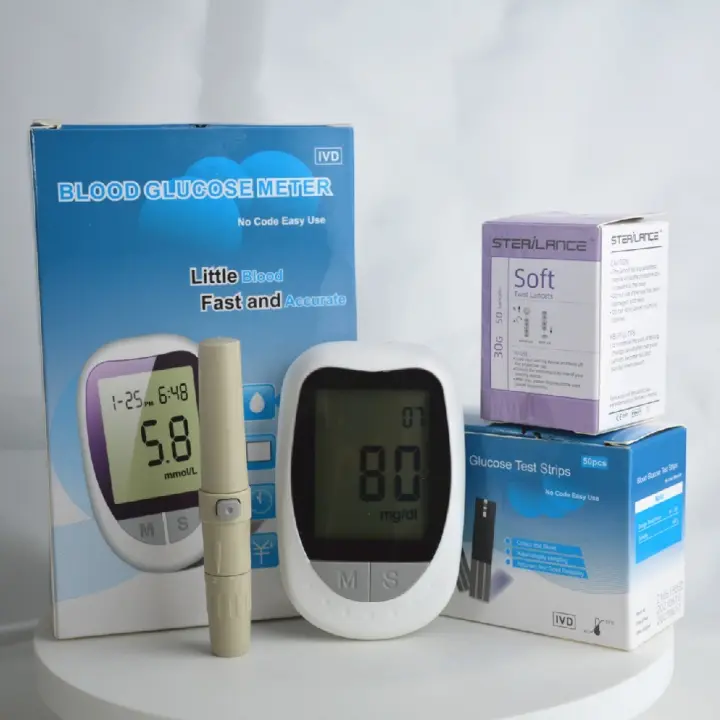 Glucómetro Sin Calibración para Personas Mayores - Medidor de Glucosa en Sangre with Pantalla Grande y Voz Guía, Kit de Diabetes Incluye 50 Tiras Reactivas y Lancetas, Precisión Clínica Certificada CE - 1