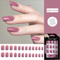 Uñas Postizas Redondas Glossy Medio 24 Pcs Color Sólido Rosa Para Dedos Falsas Uñas Artificiales Manicura Reutilizable - details 4