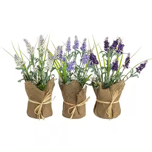 Pack 3 Plantas Artificial Lavanda Poliester con Tela de Saco-DAMDAM GO - 1