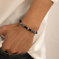 Salircon Pulsera Elástica Para Hombre Moda Hip Hop Con Cuentas De Acrílico Y Vidrio Pulsera De Cuerda Para Fiestas Joyería De Decoración - details 3
