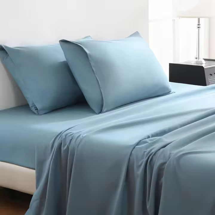 Juego de sábanas California King Size - Juego de sábanas de microfibra cepillada ultra suave-Bolso profundo de hasta 16 " - Sin arrugas - 4 piezas (Cal King, Azul Ahumado) - 1