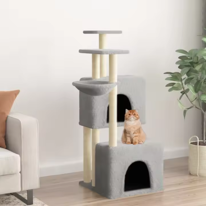 vidaXL Rascador para Gatos con Postes de Sisal Árbol Torre de Escalada Color Crema,  Gris claro,  Gris oscuro y mas - 1