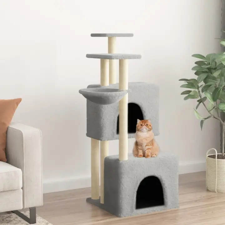 vidaXL Rascador para Gatos con Postes de Sisal Árbol Torre de Escalada Color Crema,  Gris claro,  Gris oscuro y mas - 1