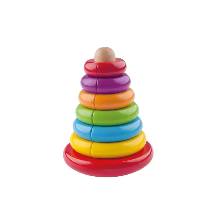 Pirámide Apilable Educativa Magnética en Madera Ecológica con 7 Anillos Woody - Juguetes Educativos para Niños - 1