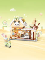 Bloques De Construcción Loz Lizhi Casa De Helado 884PCS Juguete De Montaje Para Niñas Vistas De Calle Con Panda Tema Famosos Edificios Y Animales - details 3