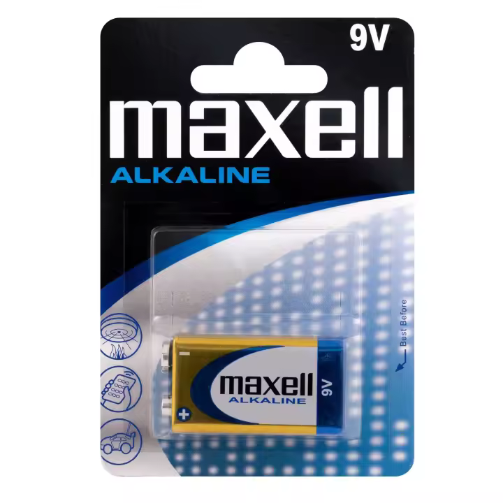 Pila Alcalina 9V Maxell 6LR61 - Larga Duración - 1