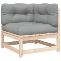 vidaXL Sofá esquinero de jardín con cojines madera abeto Douglas Natural y negro, Natural y girs, Marrón pino Conjunto Terraza Muebles Jardín Exterior Juego de Muebles de jardín Mueble Jardín Exterior Muebles de Salon Exterior - details 2