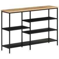 vidaXL Mesa consola madera maciza mango rugosa y hierro 110x30x75 cm Mesa de sofá Mesa de Entrada para Salón Consola de Entrada Mueble Recibidor Mesita Mesa auxiliar Salon - details 7