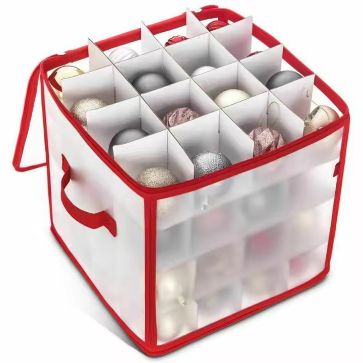 Caja De Almacenamiento Para Esferas De Navidad 64 Compartimentos Organizador De Decoraciones De Árbol De Navidad Material PP - 1