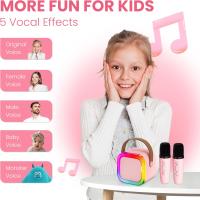 Máquina de karaoke para niños adultos, mini altavoz portátil Bluetooth con 2 micrófonos inalámbricos, juguetes para niños regalos de cumpleaños fiesta familiar en casa (rosa) - details 1