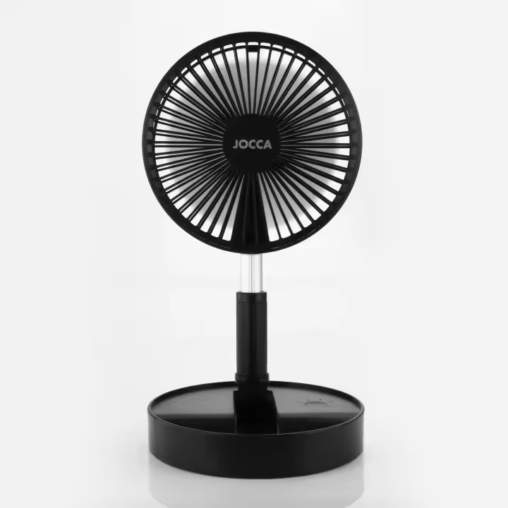 Ventilador inalámbrico portátil Jocca de diseño telescópico, plegable y ajustable para sobremesa o de pie con 3 niveles de velocidad y modo naturaleza y 24 horas de autonomía, recargable por USB. Ideal para viajar. - 1