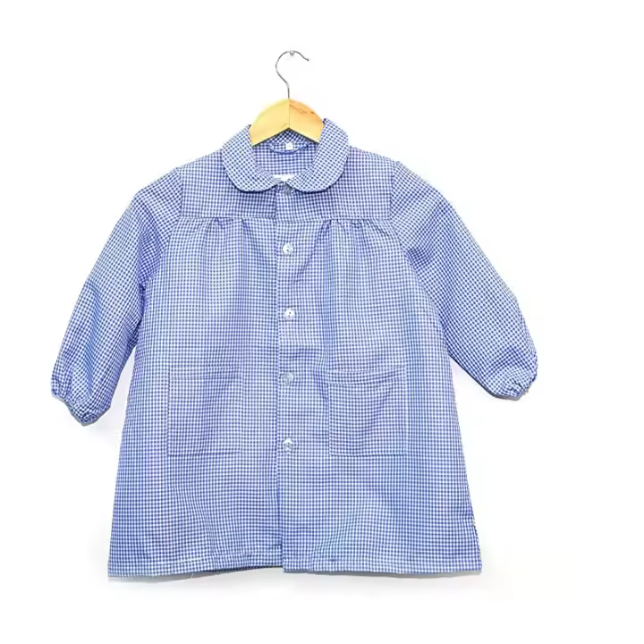 Babi Escolar con Botones Estampado a Cuadros Manga Larga Colores y Medidas Diferentes - 1