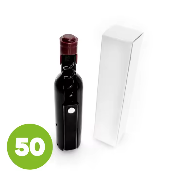 Sacacorchos plegable con forma de botella, lote 50 unidades, sacacorchos multifuncional, abridor de chapas, con imán de nevera ideal para detalles a invitados. Soen Shop - 1