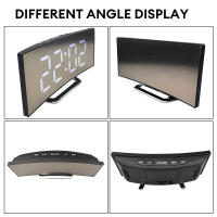 Reloj De Alarma Digital LED Con Espejo Pantalla Curva Para Estudiantes Dormitorio Sala De Estar Oficina Escuela Función De Sueño Temperatura - details 1