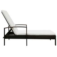 vidaXL Tumbona con cojín de ratán sintético Marrón, Negro, Gris Sillas de Exterior Ideal para jardín, playa, piscina, terraza Tumbona Piscina Tumbonas Playa Tumbonas Jardín Exterior - details 1