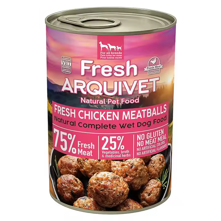 Arquivet Albóndigas para Perros con Pollo 400gr, Ingredientes Naturales y Sostenibles, Deliciosa experiencia culinaria para tu compañero canino, Cocinadas a Fuego lento para preservar su valor nutricional - 1