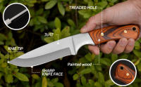 Cuchillo De Sobrevivencia Con Mango De Madera Y Funda De Nylon Herramienta De Pesca Y Caza Para Camping Y Tácticas - details 8