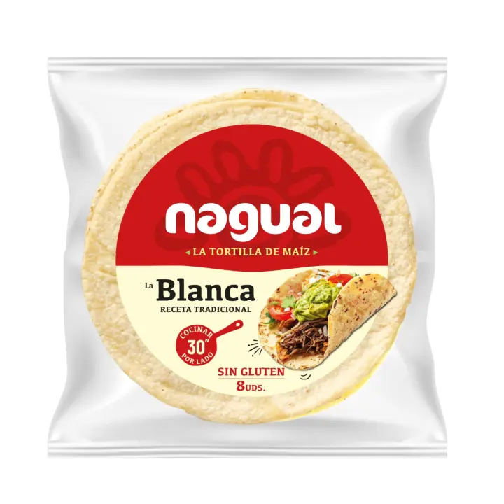 Tortilla de Maíz Blanco Nagual 8 UDS Sin Gluten y Vegano para Desayuno y Postres - 1