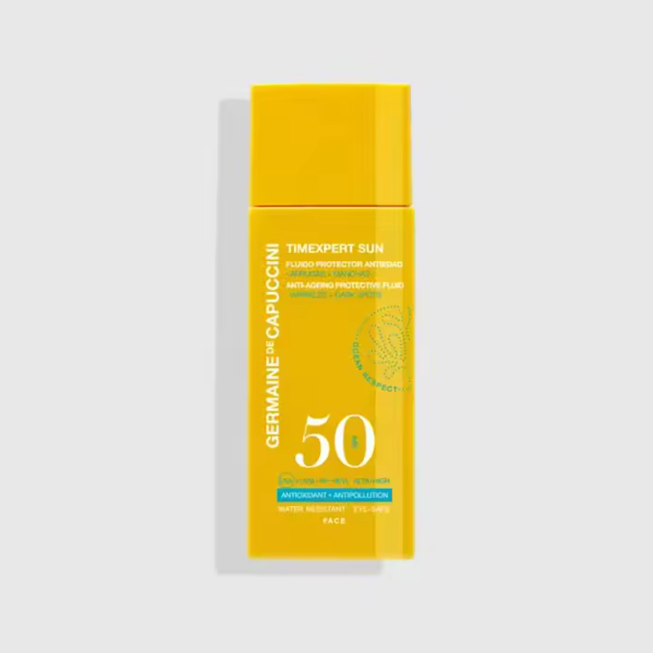 Germaine de Capuccini Fluido Protector Solar SPF50 360009 Timexpert Sun Fluido antioxidante y antipolución con protección de amplio espectro contra rayos UVA, UVB, infrarrojos y luz azul. Textura ligera, ideal para el verano y uso diario. - 1